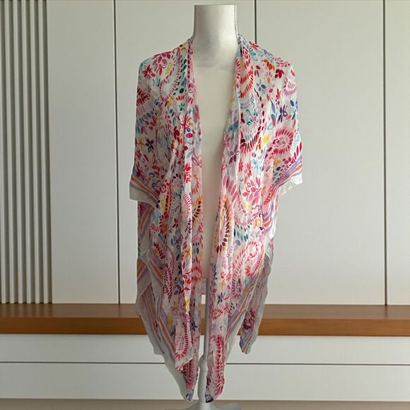 COLDWATER CREEK Multicolor Paisley Sheer Kimono One Size - Picture 1 of 7